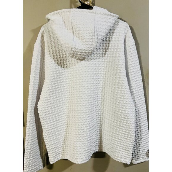 Sports Illustrated White Textured Hooded Pullover - L - 98% Polyester 2% Spandex - Picture 2 of 3